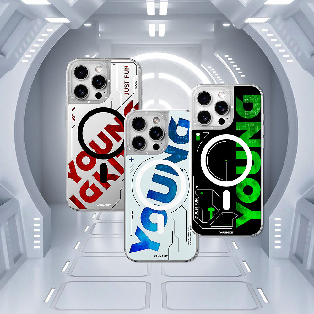 iPhone 16 Pro Max Kılıf Magsafe Şarj Özellikli Airbagli Çift Katmanlı Youngkit Future Streamer Serisi Kılıf Mavi