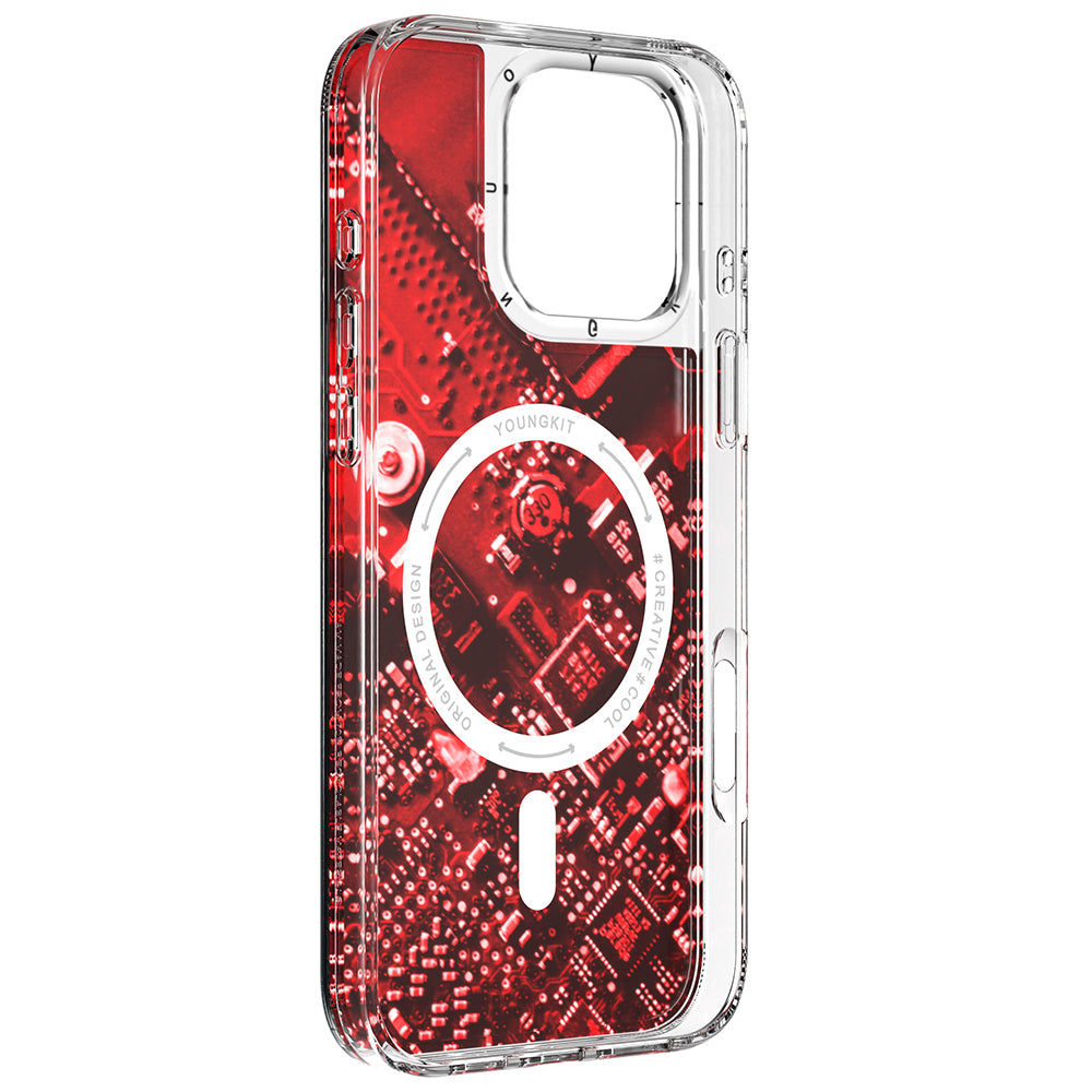 iPhone 16 Pro Max Kılıf Magsafe Şarj Özellikli Airbagli Çift Katmanlı Youngkit Future Streamer Serisi Kılıf Yeşil