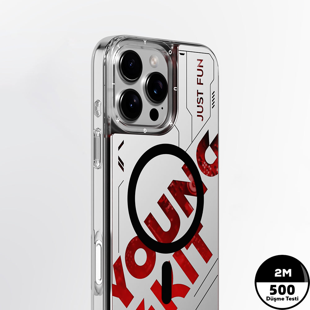 iPhone 16 Pro Max Kılıf Magsafe Şarj Özellikli Airbagli Çift Katmanlı Youngkit Future Streamer Serisi Kılıf Yeşil