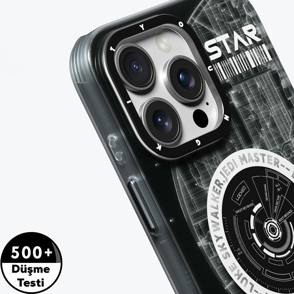 iPhone 16 Pro Max Kılıf Magsafe Şarj Özellikli Airbagli Hologram Tasarımlı Youngkit Interstellar Serisi Kılıf Füme