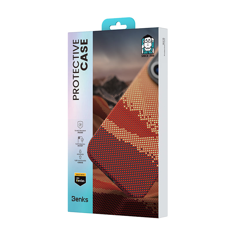 iPhone 16 Pro Max Kılıf Magsafe Şarj Özellikli Benks GoldenTide ArmorAir 600D Kevlar Kılıf Gold