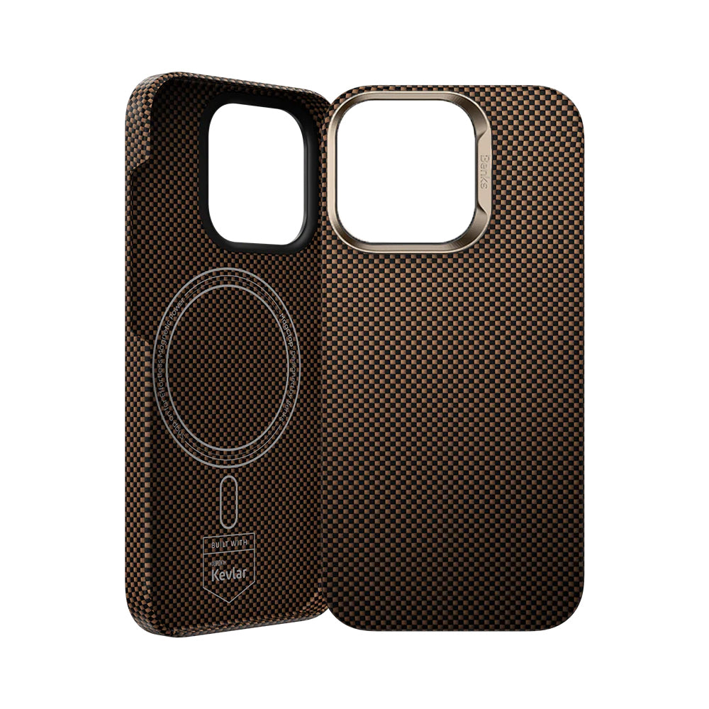 iPhone 16 Pro Max Kılıf Magsafe Şarj Özellikli Benks Yeni Seri ArmorTint ArmorAir Kevlar Kılıf Gold