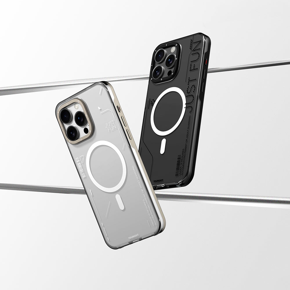 iPhone 16 Pro Max Kılıf Magsafe Şarj Özellikli Çıkarılabilir Arka Yüzeyli Youngkit Mecha Kılıf Desert Gold