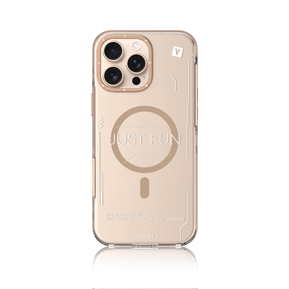 iPhone 16 Pro Max Kılıf Magsafe Şarj Özellikli Çıkarılabilir Arka Yüzeyli Youngkit Mecha Kılıf Gold