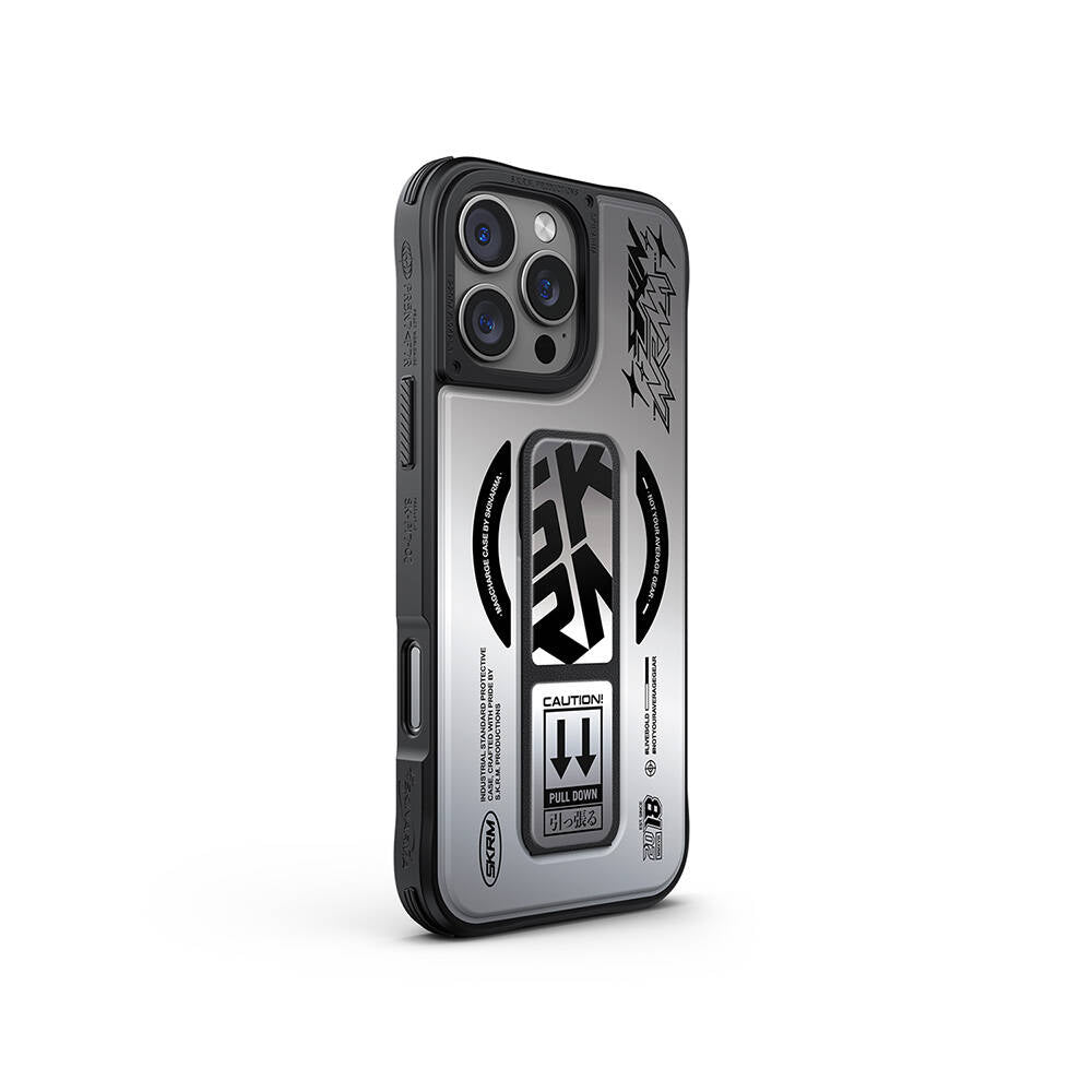 iPhone 16 Pro Max Kılıf Magsafe Şarj Özellikli Holografik Tasarımlı Standlı Deri Görünümlü Skinarma Kira Kobai Kılıf Colorful