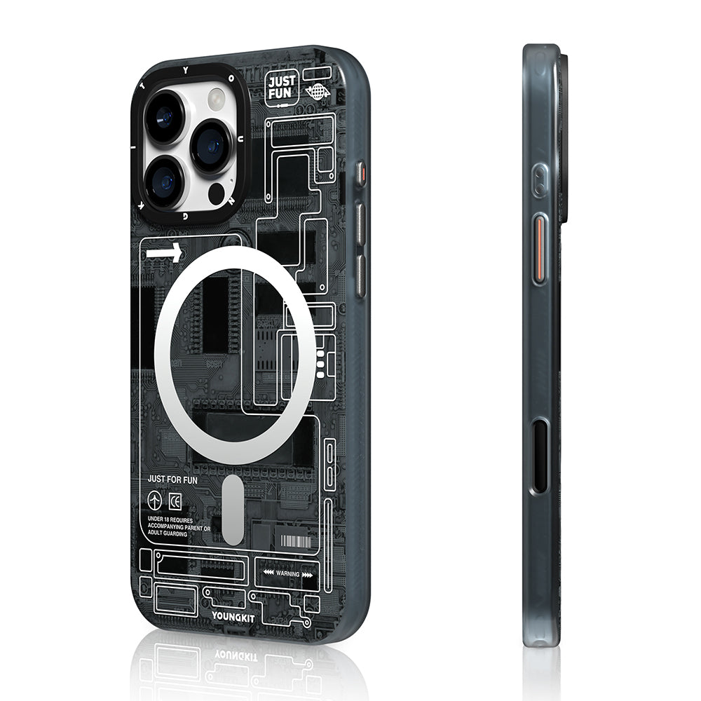 Apple iPhone 16 Pro Max Kılıf M-safe Şarj Özellikli Kamera Denetim Butonlu Youngkit Technology Serisi Kapak Mavi