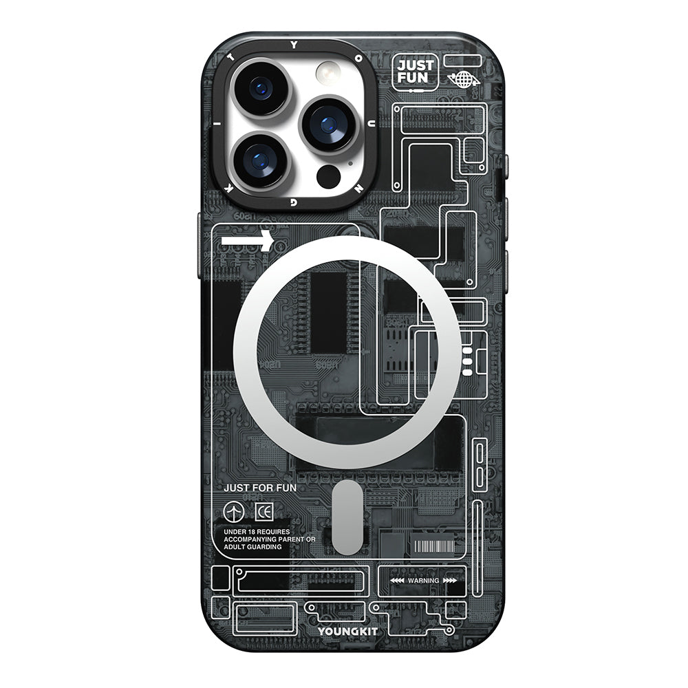 Apple iPhone 16 Pro Max Kılıf M-safe Şarj Özellikli Kamera Denetim Butonlu Youngkit Technology Serisi Kapak Mavi