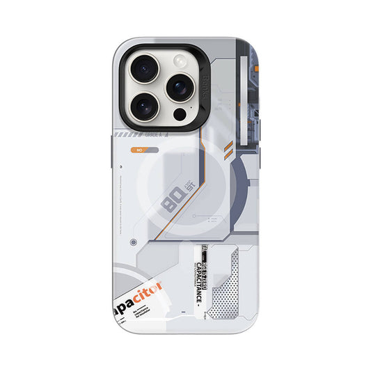 iPhone 16 Pro Max Kılıf MagSafe Şarj Özellikli Mekanik Tasarımlı Benks Perspective Serisi Kılıf Beyaz