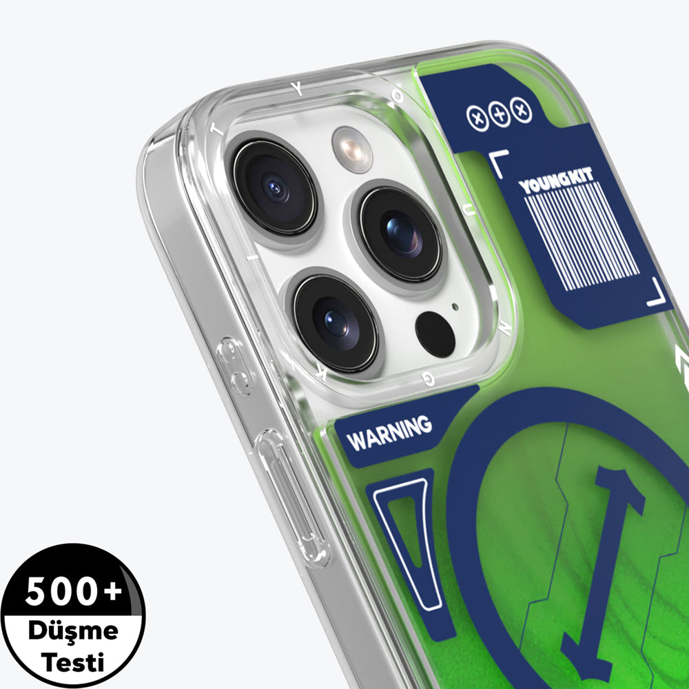 iPhone 16 Pro Max Kılıf Magsafe Şarj Özellikli Parlak Kumlu Sıvılı Tasarımlı Galaxy Fantasy Serisi Kılıf Turuncu