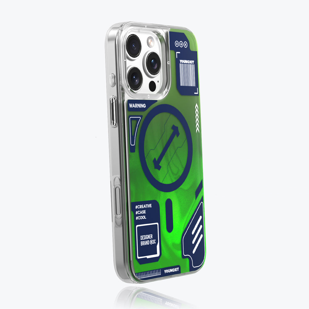 iPhone 16 Pro Max Kılıf Magsafe Şarj Özellikli Parlak Kumlu Sıvılı Tasarımlı Galaxy Fantasy Serisi Kılıf Turuncu