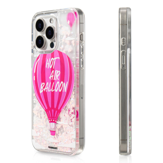 iPhone 16 Pro Max Kılıf Magsafe Şarj Özellikli Parlak Kumlu Sıvılı Youngkit Pink Dream Quicksand Serisi Kılıf Turkuaz