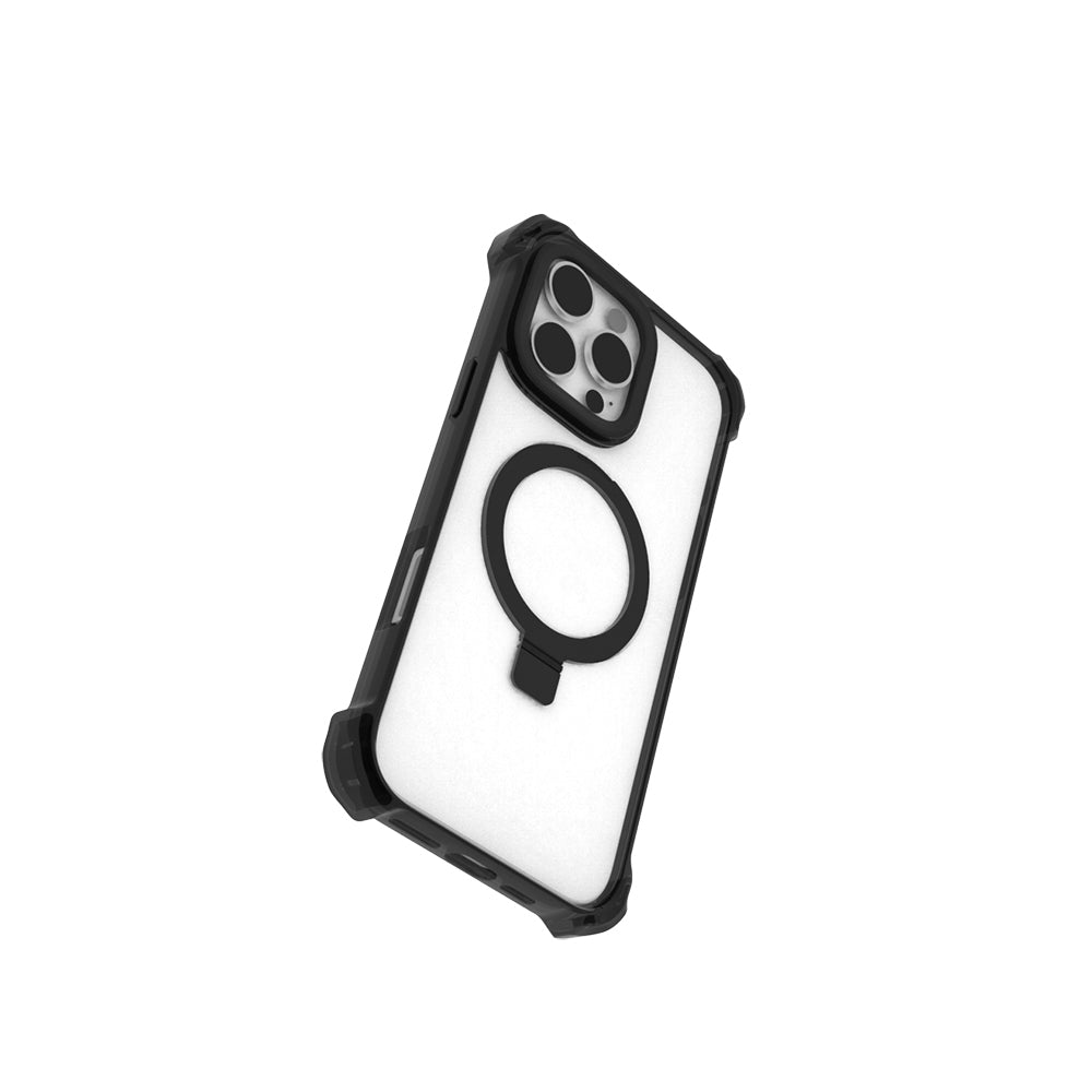 Apple iPhone 16 Pro Max Kılıf M-safe Şarj Özellikli Raptic Dual Serisi Şeffaf Standlı Kapak Siyah