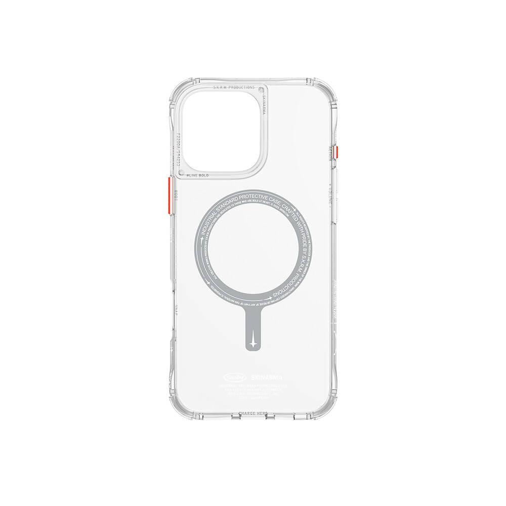 iPhone 16 Pro Max Kılıf Magsafe Şarj Özellikli Şeffaf Airbag Tasarımlı Skinarma Saido Kılıf Siyah