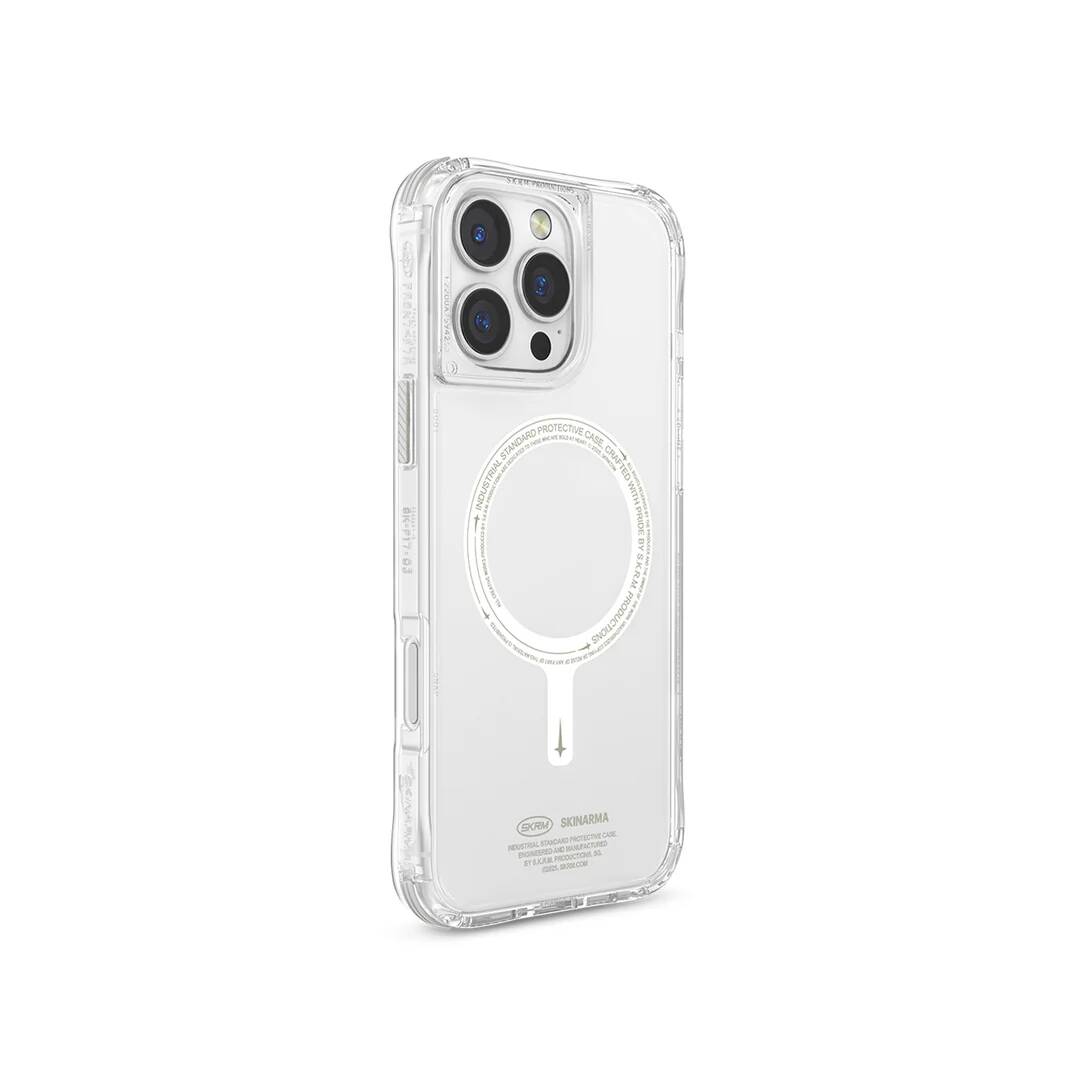 Apple iPhone 16 Pro Max Kılıf M-safe Şarj Özellikli Şeffaf Airbag Tasarımlı Skinarma Saido Nightglow Kapak