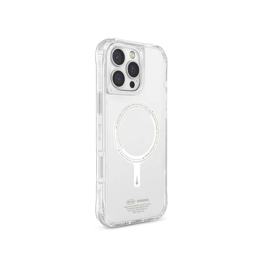 iPhone 16 Pro Max Kılıf Magsafe Şarj Özellikli Şeffaf Airbag Tasarımlı Skinarma Saido Nightglow Kılıf Şeffaf