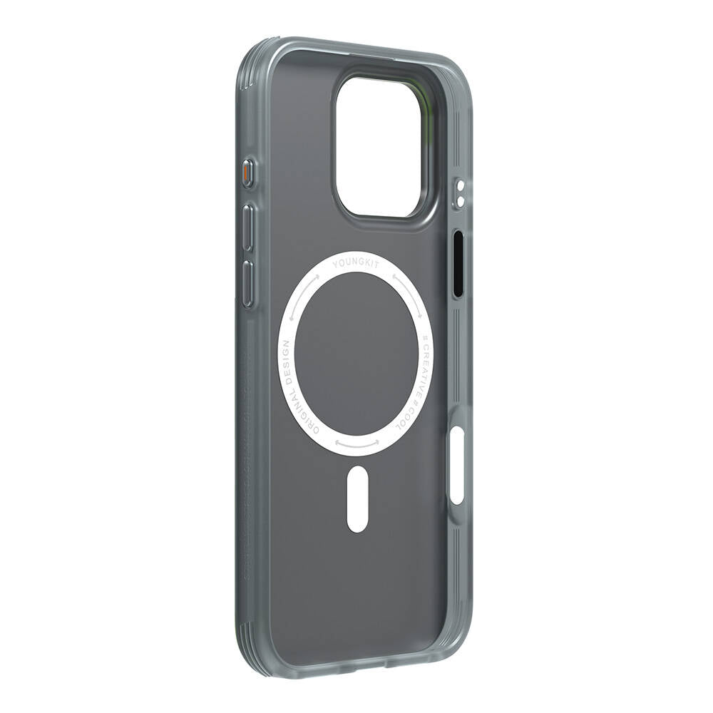 iPhone 16 Pro Max Kılıf Magsafe Şarj Özellikli Spor Tasarımlı Youngkit Dynamic Serisi Kılıf Kahverengi