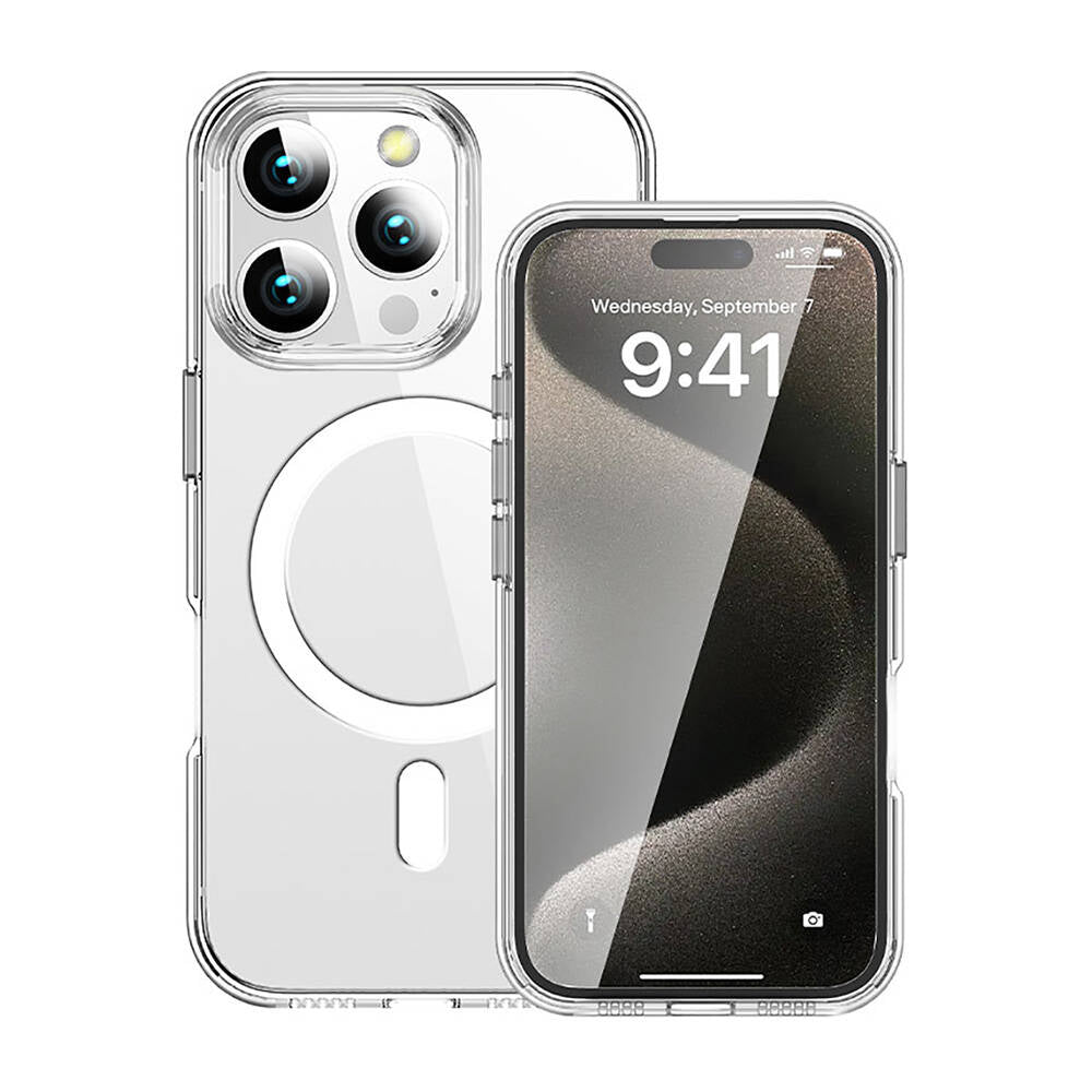 iPhone 16 Pro Max Kılıf Magsafe Şarj Özellikli Transparan Sert PC Wlons Pita Kılıf Şeffaf