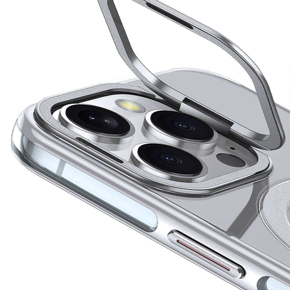 iPhone 16 Pro Max Kılıf Magsafe Şarj Özellikli Wlons Standlı Efsane Kılıf Titanyum-Gold