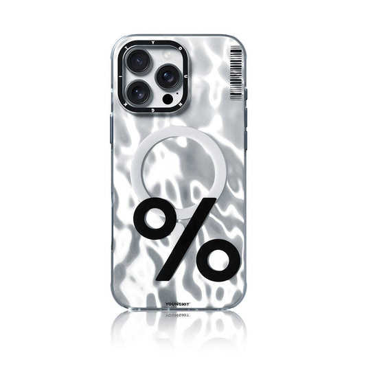 iPhone 16 Pro Max Kılıf Magsafe Şarj Özellikli Youngkit Mathematical Serisi Kılıf Gümüş