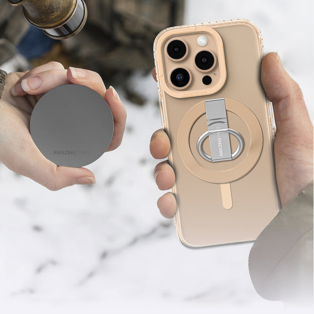 iPhone 16 Pro Max Kılıf Magsafe Şarj Özellikli Yüzük Standlı Amazingthing Titan Pro Serisi Kılıf Rose Gold