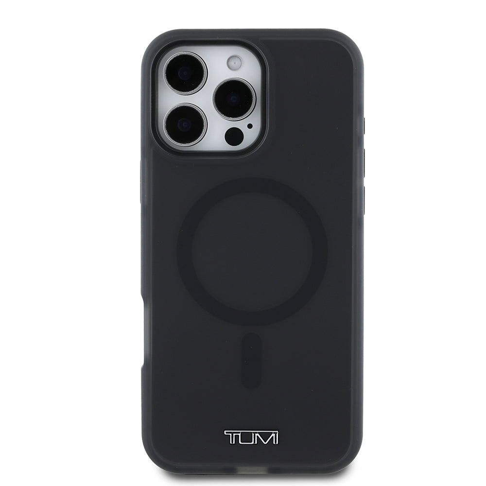 iPhone 16 Pro Max Kılıf TUMI Orjinal Lisanslı Magsafe Şarj Özellikli Airbagli Buzlu Transparan Kılıf Siyah