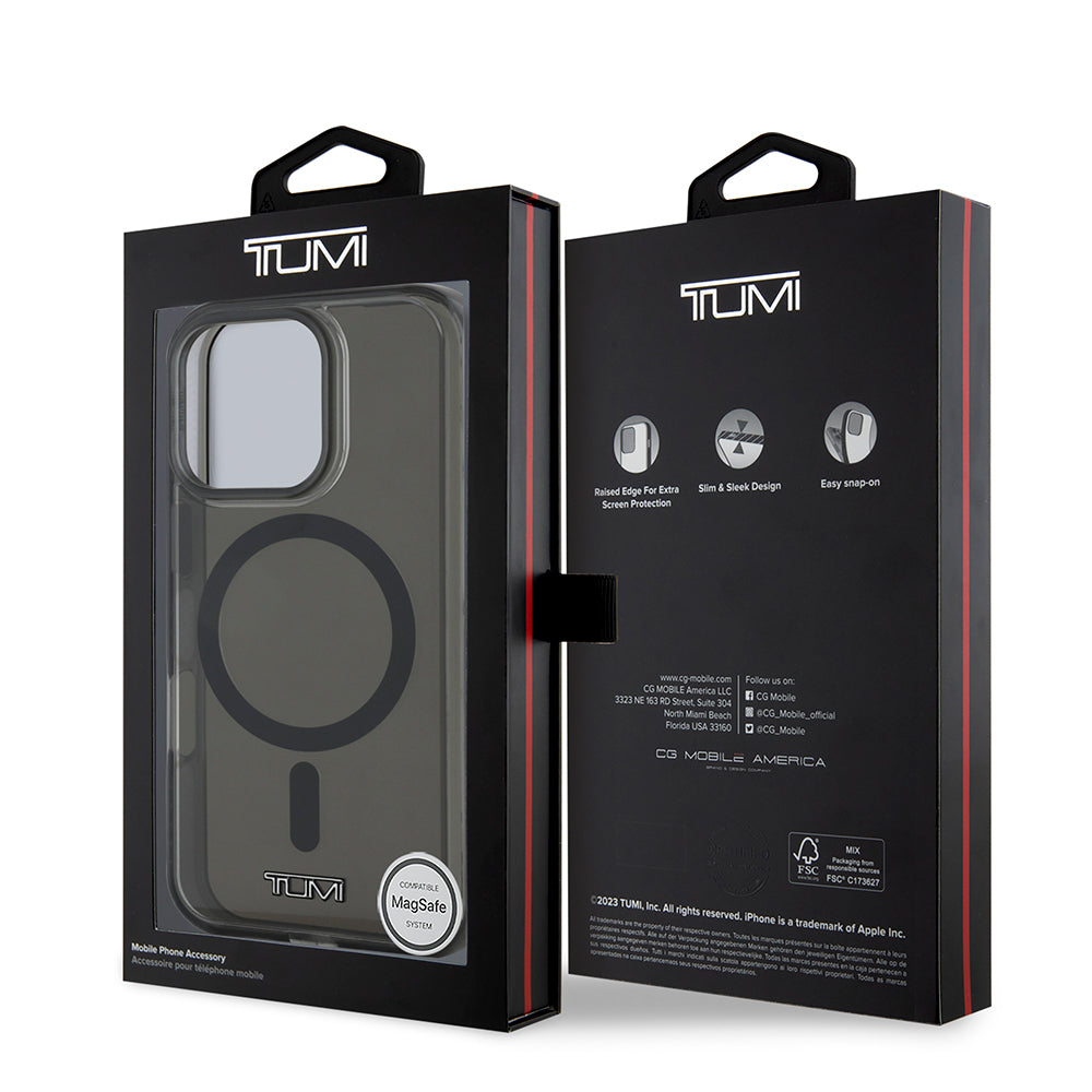 iPhone 16 Pro Max Kılıf TUMI Orjinal Lisanslı Magsafe Şarj Özellikli Airbagli Transparan Kılıf Siyah