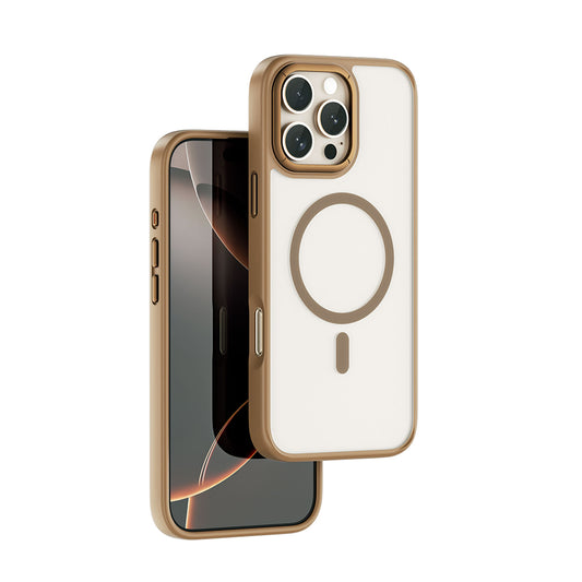 iPhone 16 Pro Max Kılıf Wiwu FGG-012 ArmorPro Serisi Magsafe Şarj Özellikli Parmak İzi Bırakmayan Kılıf Gold