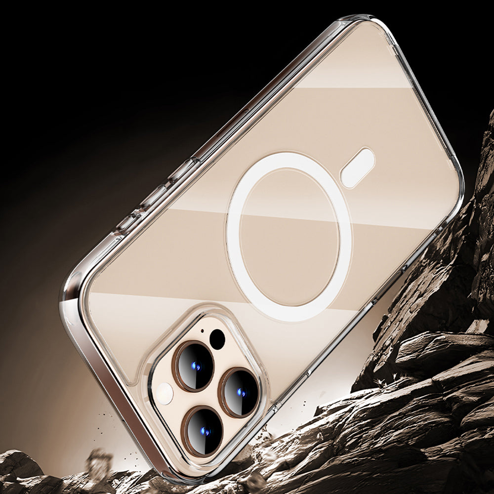 iPhone 16 Pro Max Kılıf Wiwu MCC-102 Magnetic Crystal Sert PC Kılıf Şeffaf