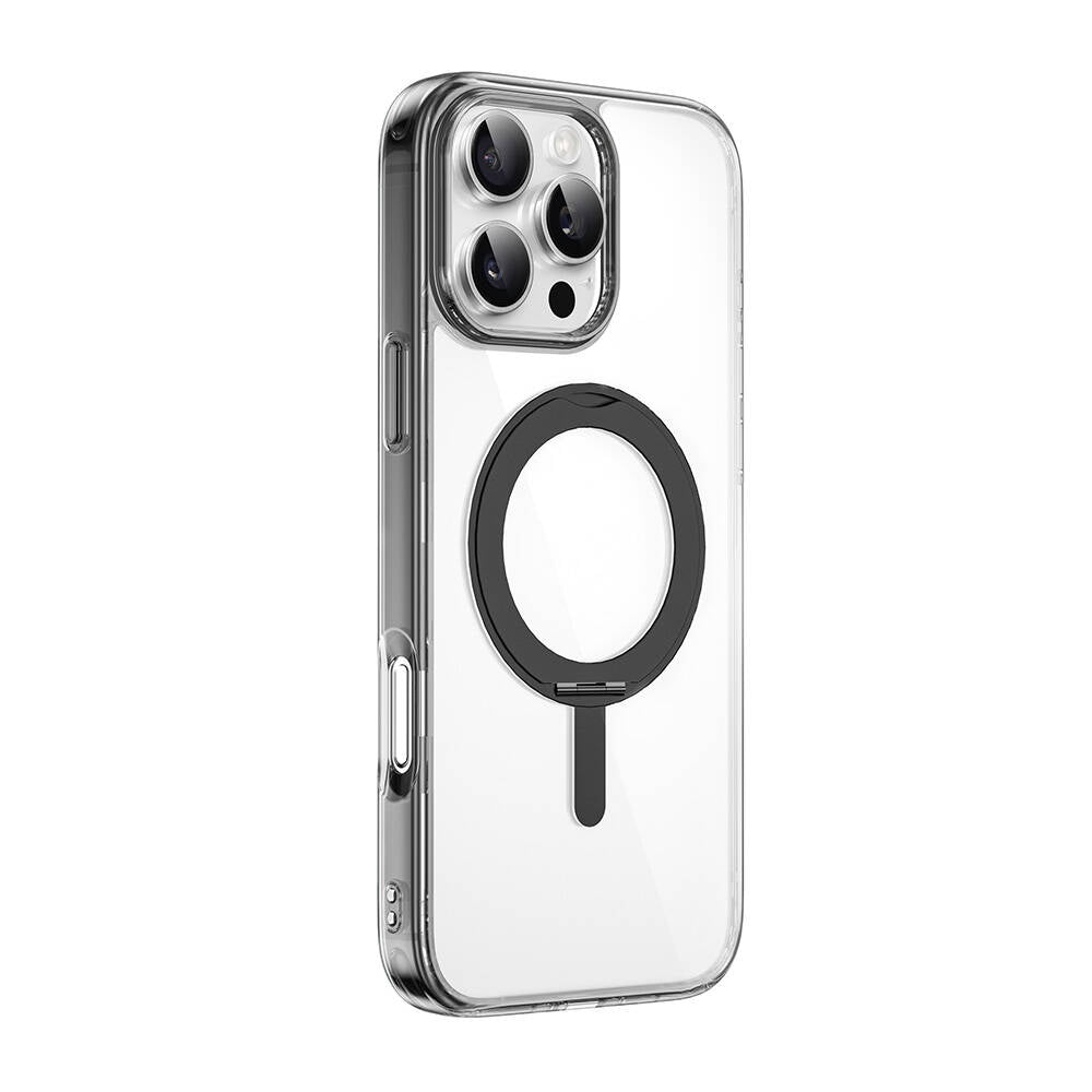 iPhone 16 Pro Max Kılıf Wiwu MCC-201 iShield Ultra Serisi Magsafe Şarj Özellikli Standlı Crystal Sert PC Kılıf Siyah