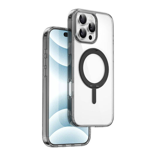 iPhone 16 Pro Max Kılıf Wiwu MCC-201 iShield Ultra Serisi Magsafe Şarj Özellikli Standlı Crystal Sert PC Kılıf Siyah