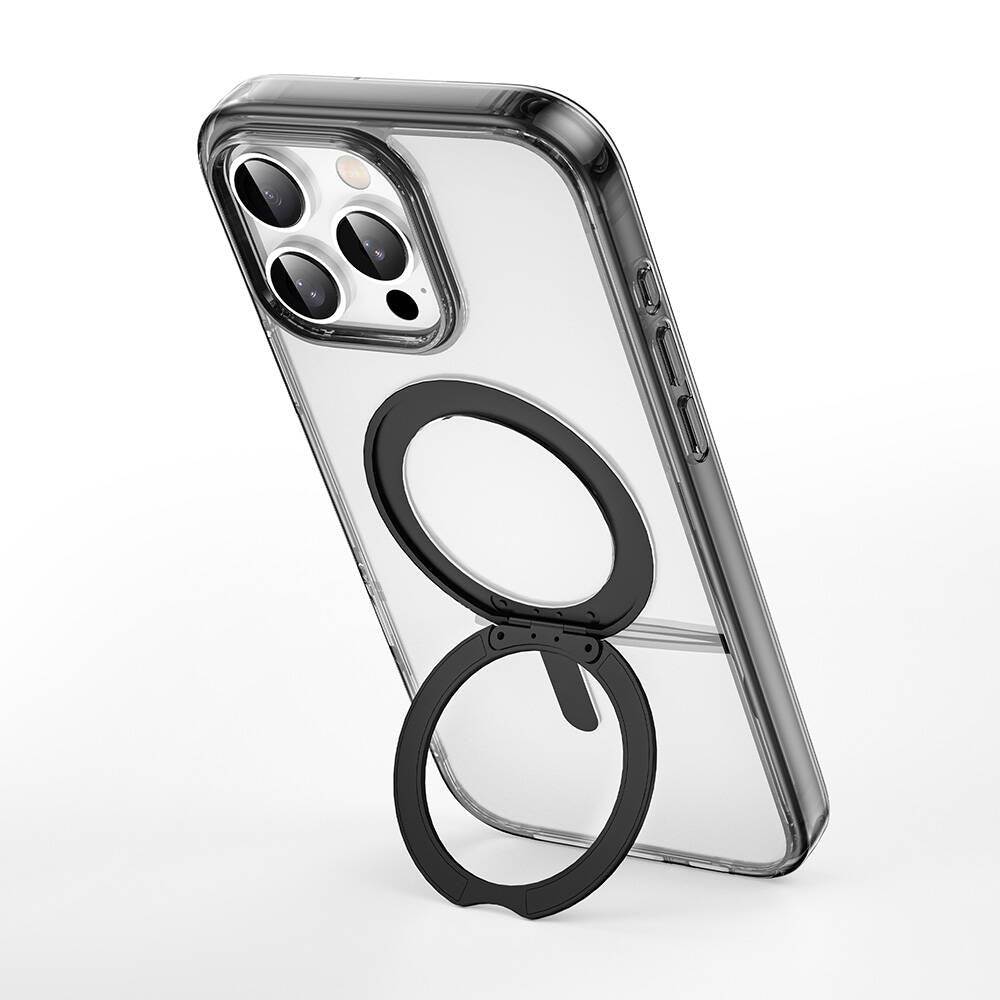 iPhone 16 Pro Max Kılıf Wiwu MCC-201 iShield Ultra Serisi Magsafe Şarj Özellikli Standlı Crystal Sert PC Kılıf Siyah