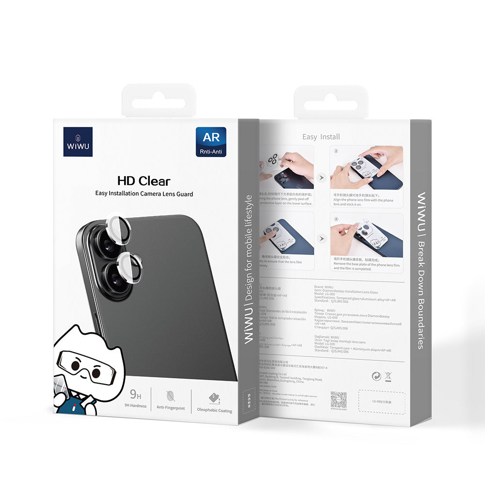 iPhone 16 Wiwu LG-007 Lens Guard Oleofobik Anti Reflective Kamera Lens Koruyucu + Kolay Uygulama Aparatlı Şeffaf