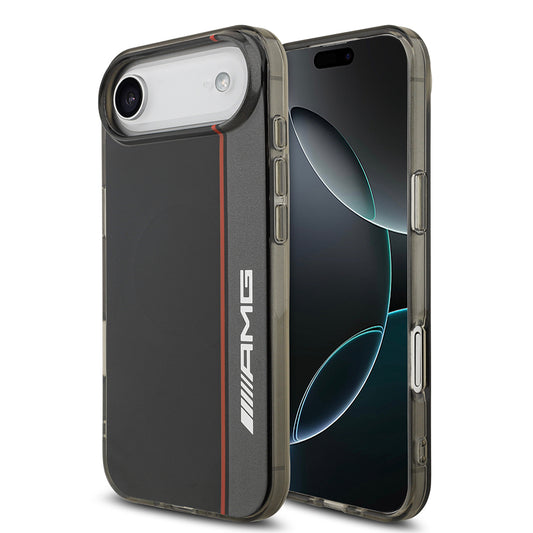 Apple iPhone 17 Air Kılıf AMG Orjinal Lisanslı M-safe Şarj Özellikli IML Baskı Logolu Çift Katmanlı Bow Lines Kapak Siyah