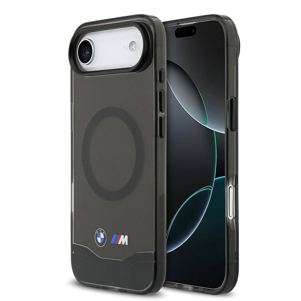 Apple iPhone 17 Air Kılıf BMW Orjinal Lisanslı M-safe Şarj Özellikli Metal Buton Tasarımlı Tranparan M Dizayn Kapak