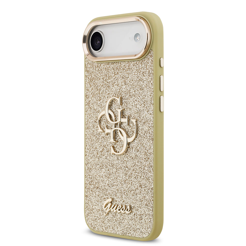 Apple iPhone 17 Air Kılıf Guess Orjinal Lisanslı 4G Büyük Metal Kamera Çerçeveli ve Logolu Glitter Kapak Gri