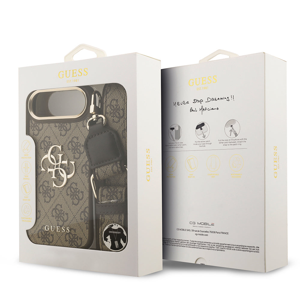 Apple iPhone 17 Air Kılıf Guess Orjinal Lisanslı 4G Büyük Metal Logolu Kalın Askılı Kapak Pembe