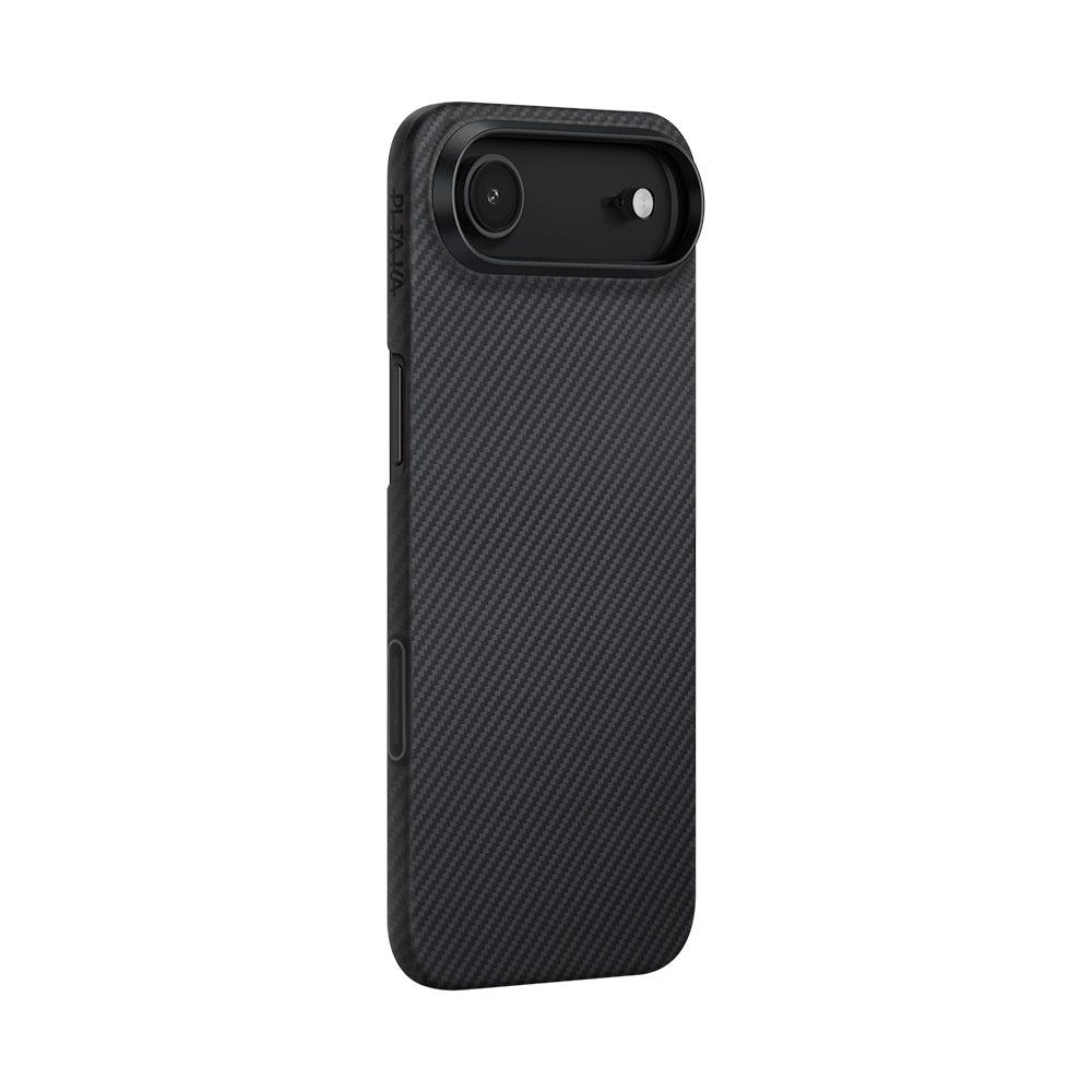 Apple iPhone 17 Air Kılıf M-safe Şarj Özellikli 1500D Aramid Fiber Pitaka Ultra-Slim Classic Serisi Black-Grey Twill Kapak Siyah-Gri