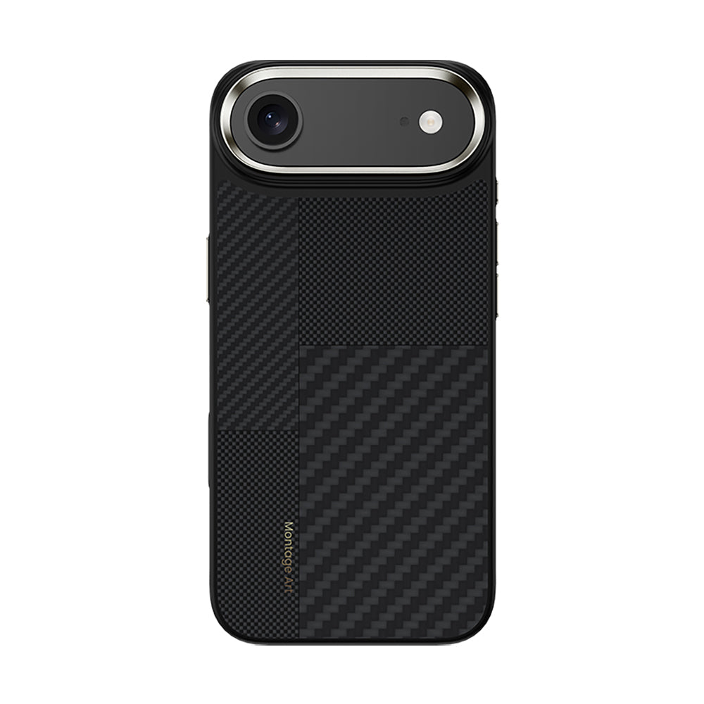 Apple iPhone 17 Air Kılıf M-safe Şarj Özellikli Karbon Fiber Benks Montage Hybrid ArmorPro Kevlar Kapak