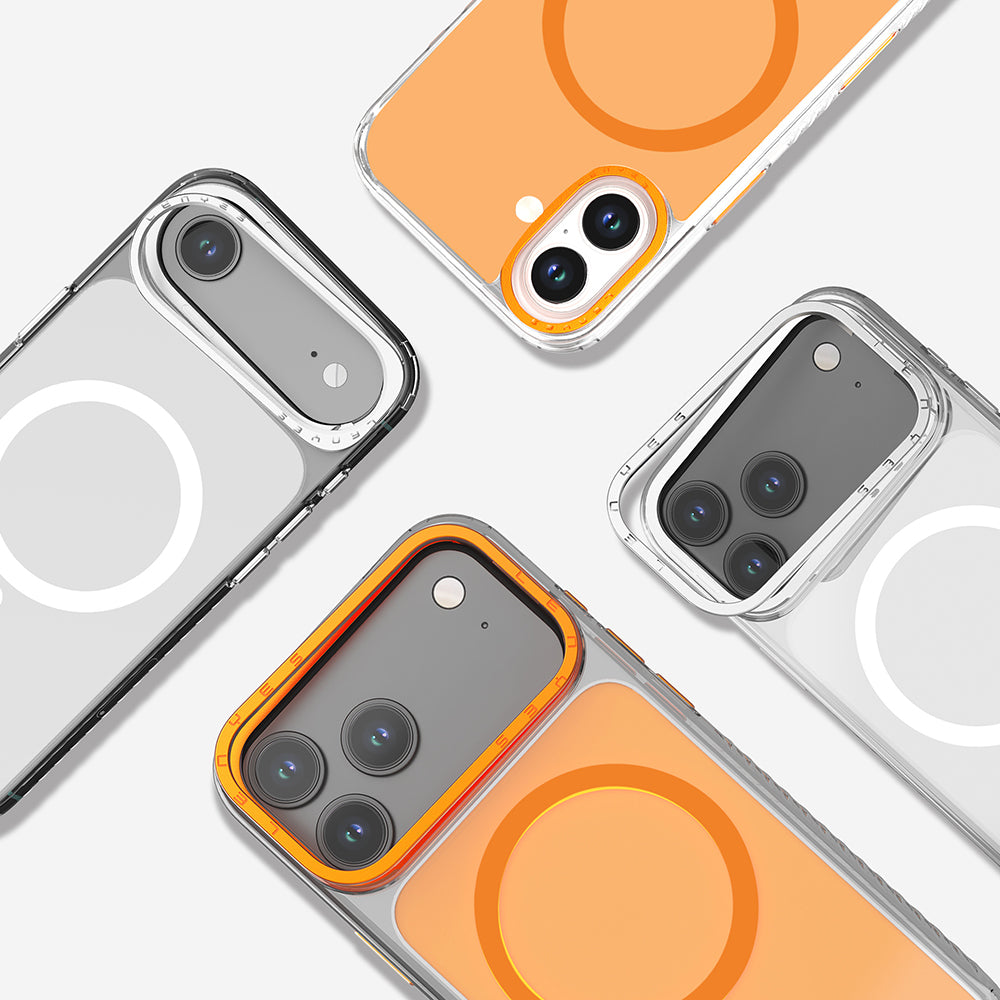 Apple iPhone 17 Air Kılıf M-safe Şarj Özellikli Metal Kamera Çerçeveli Airbag Tasarımlı Lenyes CK221 Sert PC Kapak Şeffaf