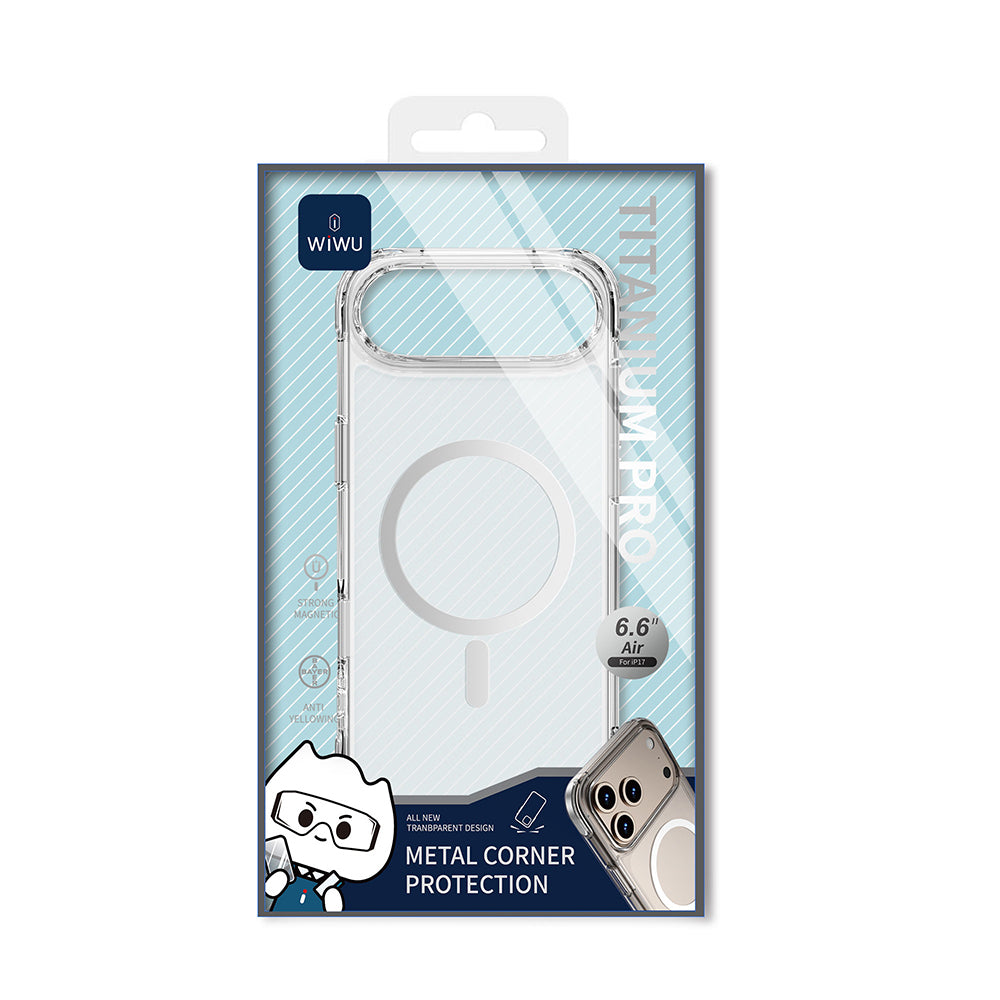 Apple iPhone 17 Air Kılıf M-safe Şarj Özellikli Wiwu MCC-702 Titanyum Pro Serisi Sert PC Kapak Şeffaf