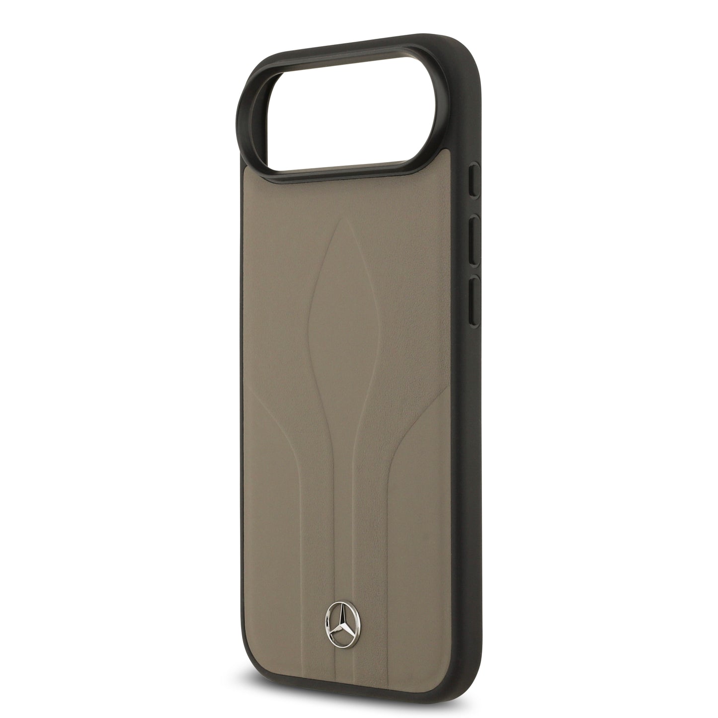 Apple iPhone 17 Air Kılıf Mercedes Benz Orjinal Lisanslı M-safe Şarj Özellikli Dokulu Desenli Deri Kapak Kahverengi