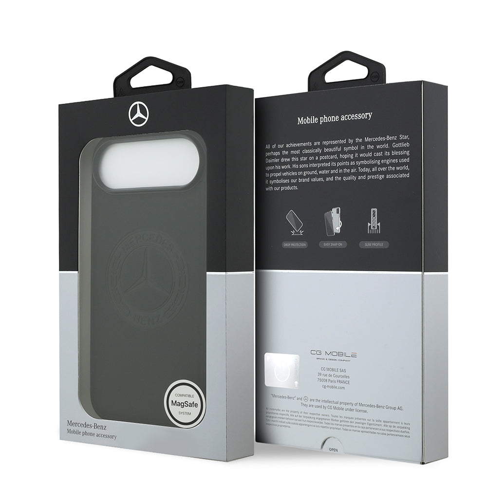 Apple iPhone 17 Air Kılıf Mercedes Benz Orjinal Lisanslı M-safe Şarj Özellikli Hakiki Deri Nostaljik Yıldız Dizayn Kapak Siyah