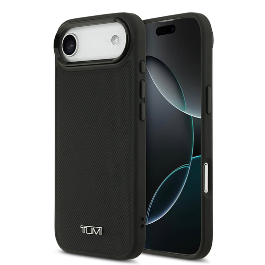 Apple iPhone 17 Air Kılıf TUMI M-safe Şarj Özellikli Deri Noktalı Dizayn Kapak Siyah