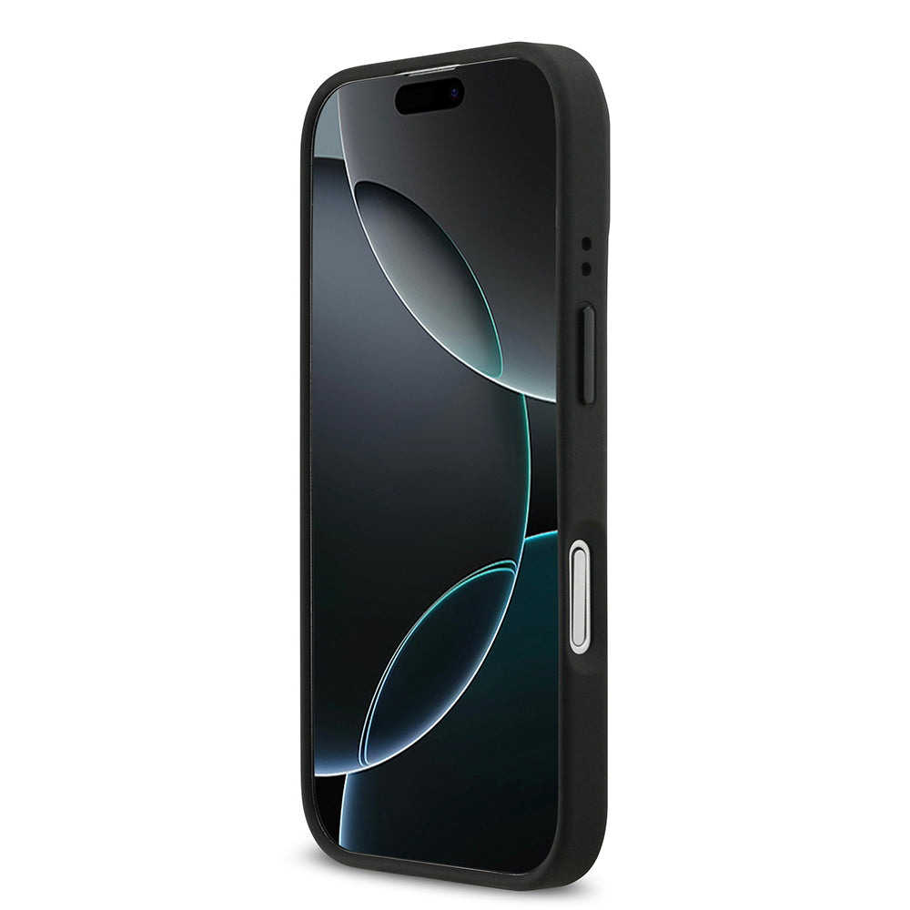 Apple iPhone 17 Kılıf BMW Orjinal Lisanslı M-safe Şarj Özellikli Deri Arka Yüzey Metal Logolu Delikli Şerit Tasarımlı Kapak Lacivert