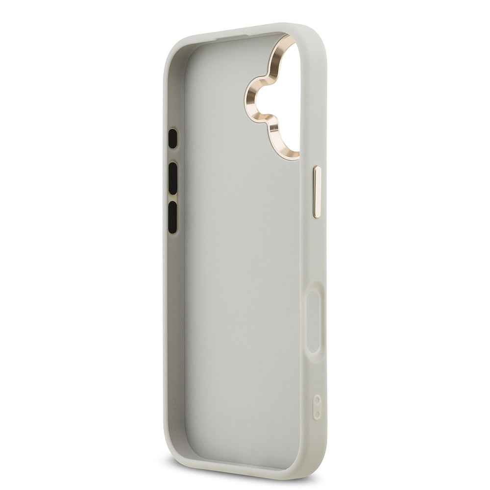 Apple iPhone 17 Kılıf Guess Orjinal Lisanslı 4G Büyük Metal Kamera Çerçeveli ve Logolu Glitter Kapak Gri