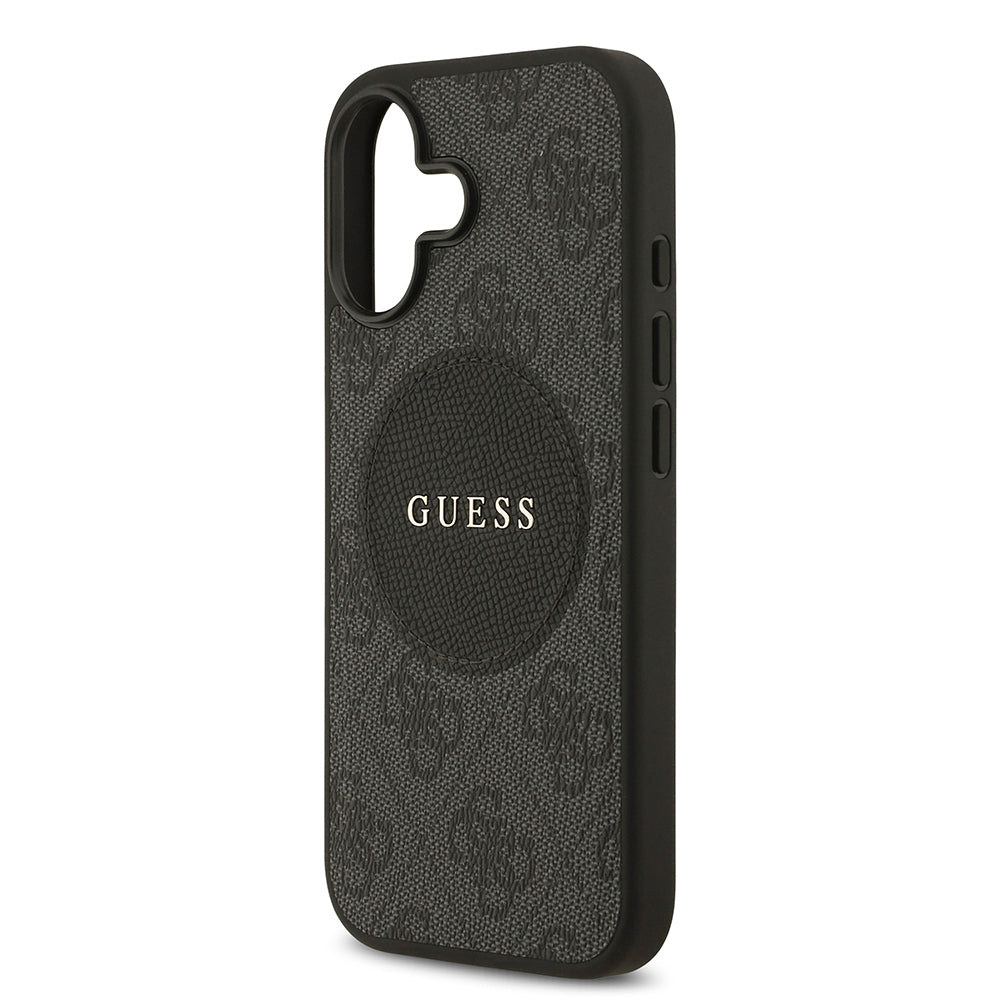 Apple iPhone 17 Kılıf Guess Orjinal Lisanslı M-safe Şarj Özellikli Yazı Logolu Circle Classic Kapak Siyah