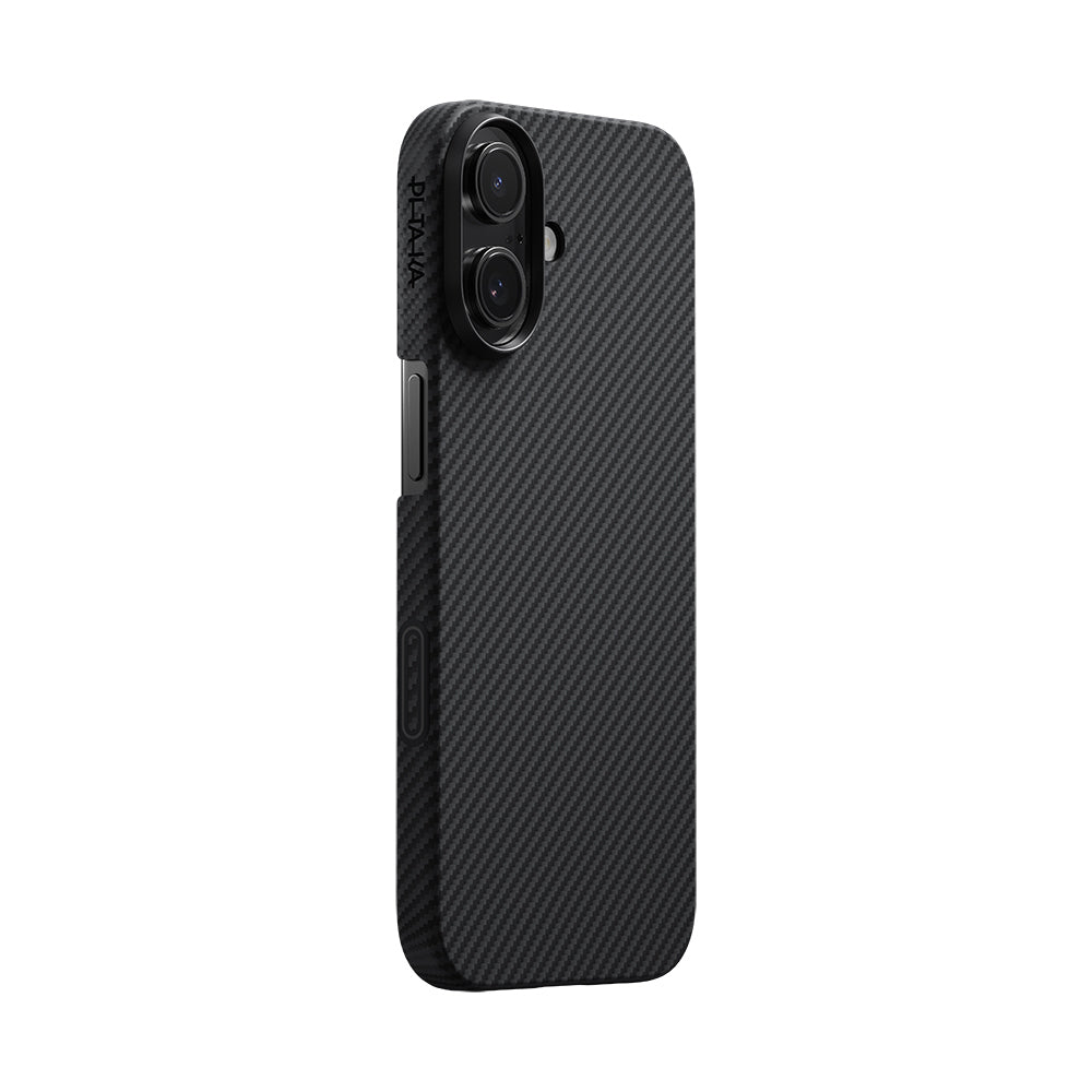 Apple iPhone 17 Kılıf M-safe Şarj Özellikli 1500D Aramid Fiber Pitaka Ultra-Slim Classic Serisi Black-Grey Twill Kapak