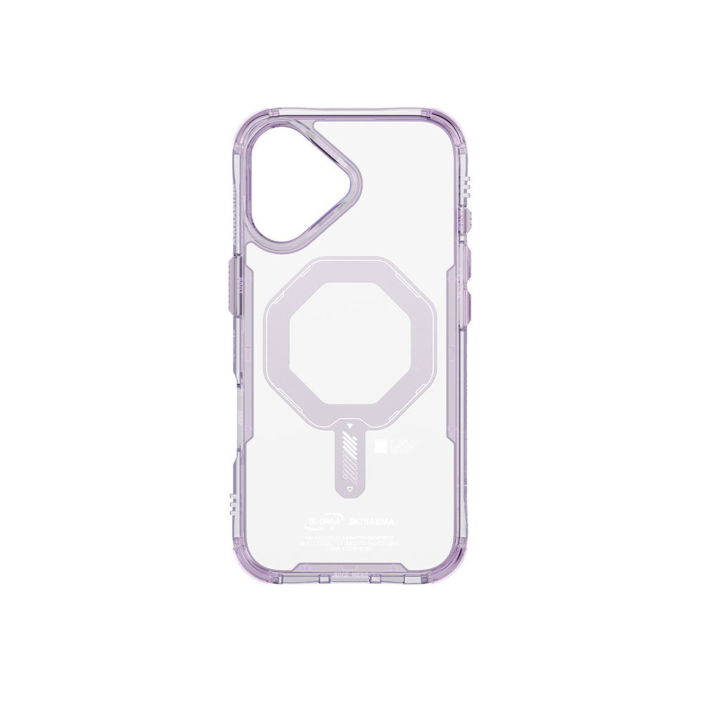 Apple iPhone 17 Kılıf M-safe Şarj Özellikli Şeffaf Airbag Tasarımlı Skinarma Saido Mag-Charge Kapak Lila