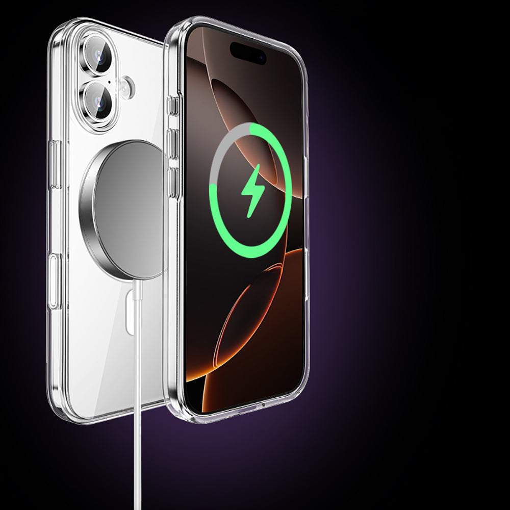 Apple iPhone 17 Kılıf M-safe Şarj Özellikli Transparan Sert PC Wlons Pita Kapak Şeffaf