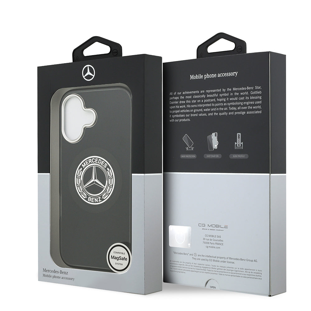 Apple iPhone 17 Kılıf Mercedes Benz Orjinal Lisanslı M-safe Şarj Özellikli Çift Katmanlı PC Nostaljik Yıldız Dizayn Kapak Siyah